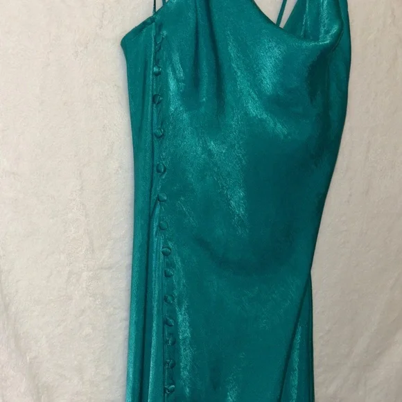 Zara Teal Maxi Dress with Spaghetti Straps - Picture 3 of 9